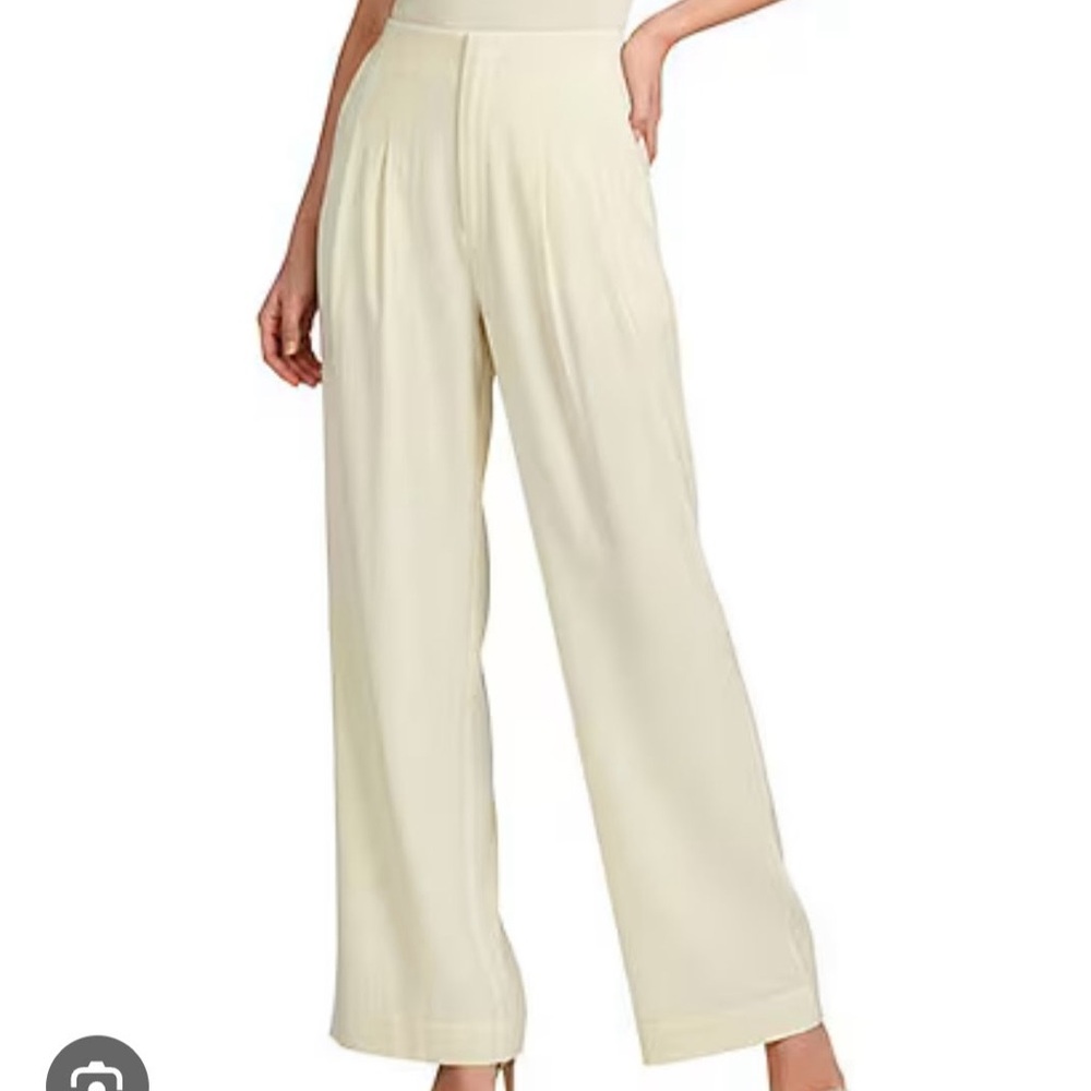 ANTONIO MELANI Ivory Wide-Leg Pleated Pants